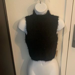 Cropped mock turtleneck sweater
